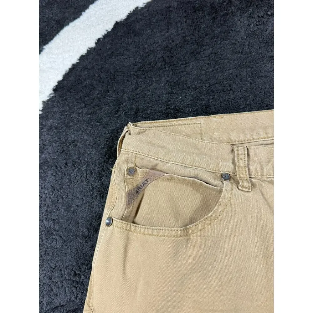 Ariat M5 Jeans Mens 38x34 Brown Denim Straight Leg Workwear Stretch Cotton